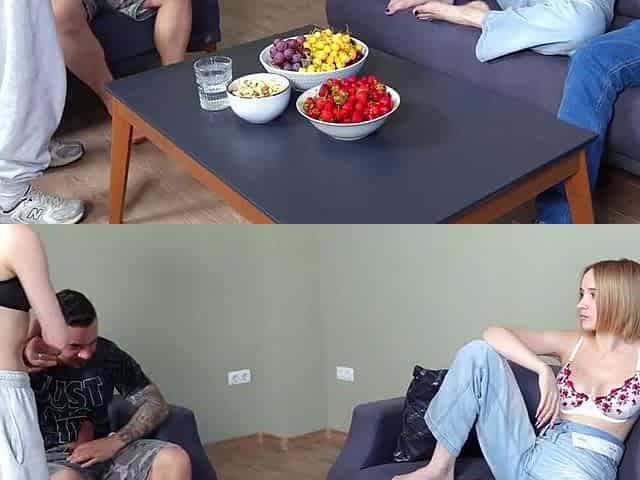 Cuckold Hubby Watches His Young Wife Getting Fucked In An