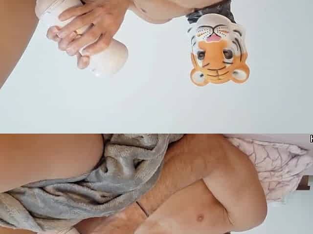 Sexy Stud screwing a fleshlight in couch - Hawt groan and cum inside