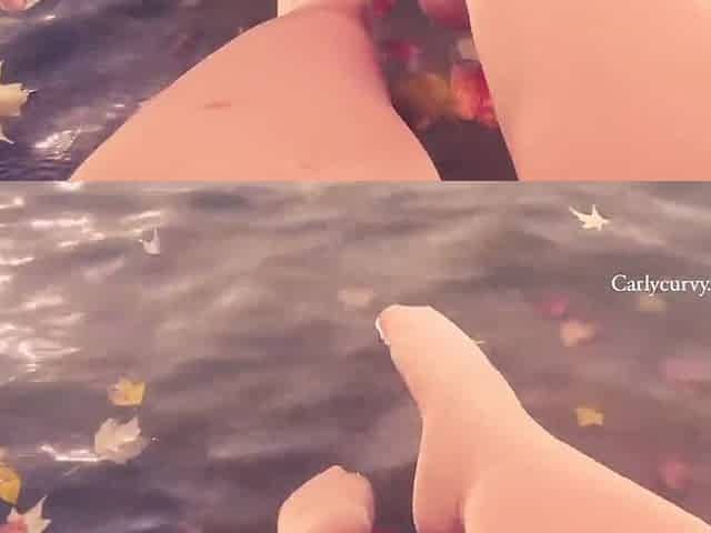 Pretty water and feet in stockings view in the Autumn!