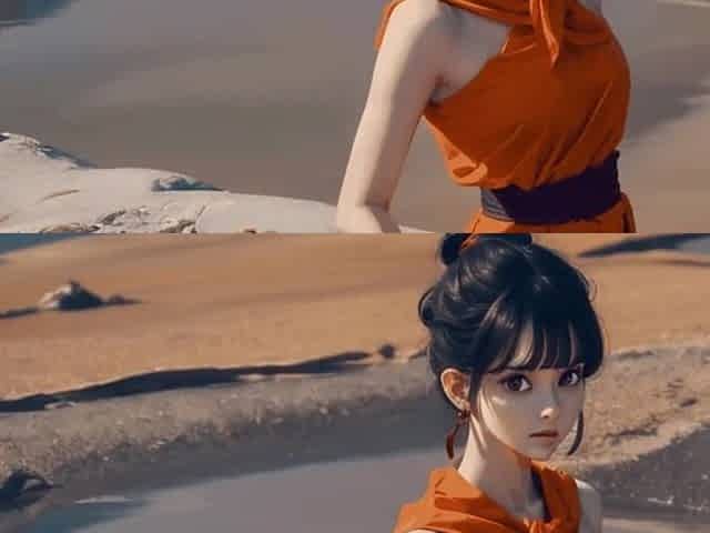 AI-generated Asian beauty teases with desert lingerie and curves