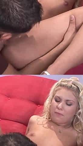 Pussy licked blonde teen is sucking and riding big cock