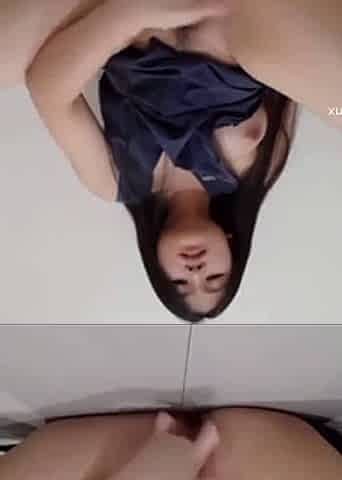 cute asian teen finger fucking her hairy pussy