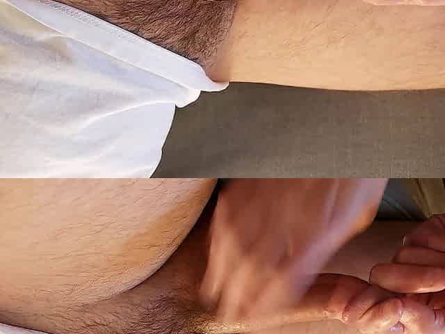 Make his tiny thin male schlong cum twice