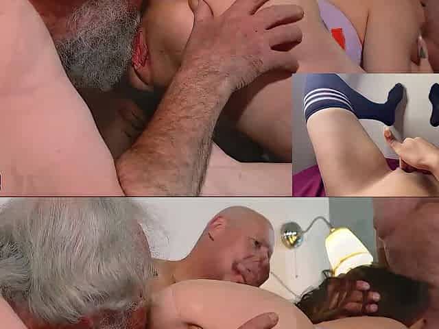 Teen Floozy Destroyed by 5 Old Dicks - Age Aperture Group-sex - REACTION