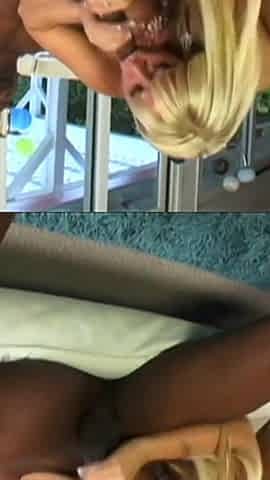 Big tits blonde MILF sucks and rides huge BBC