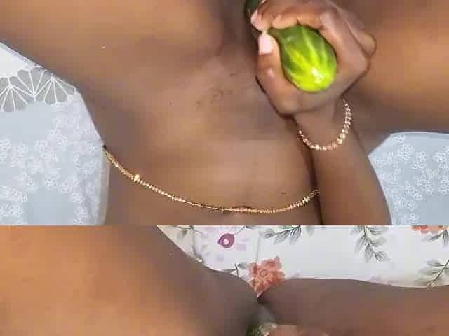 Ebony floozy solo masturbation