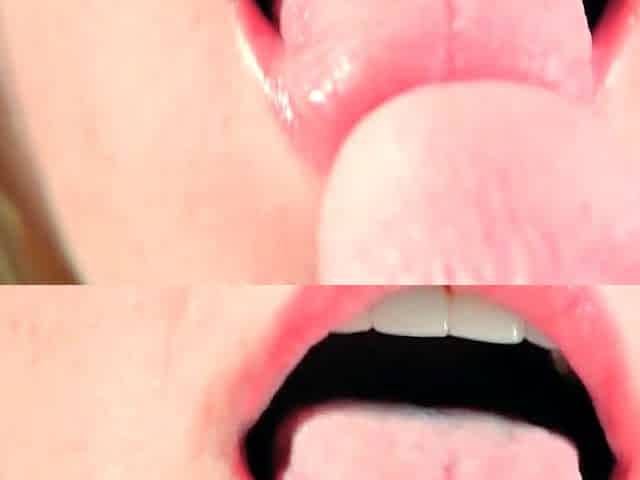 Close-up Tongue Teasing Blowjob by Blonde Amateur Milf