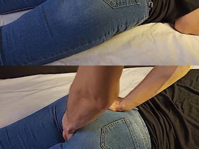 my music teacher let me cum on her blue jeans