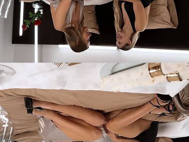 Slurping Raw, Clean Shaved Pussies. Blonde Girl On Girl