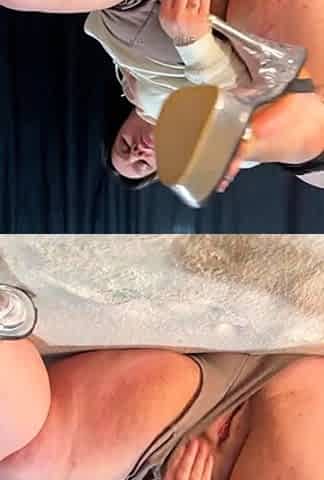 Hot brunette foot fetish play