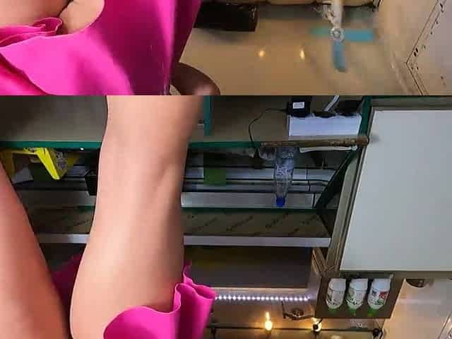 Hot gal weaving her short petticoat and presenting her charming booty and vagina