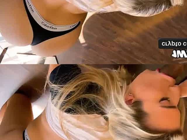Hot blond with ideal booty deepthroat monster cock