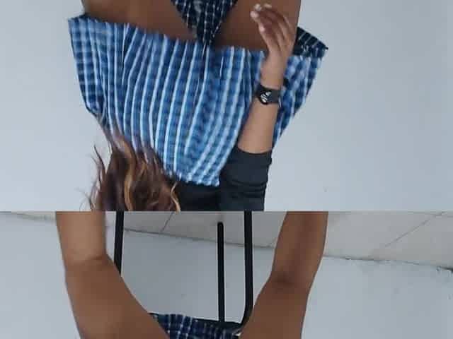 eighteen-year-old breasty student makes adult content on a awaiting chair