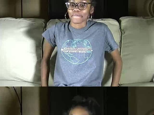 Nerdy ebony skunk in glasses masturbating with anal toys - solo masturbation