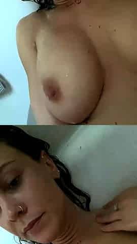 Busty brunette with big boobs rides cock