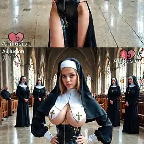 A Hot nun is serving in the church 1 (AI-generated) (No live-action) (NSFW)