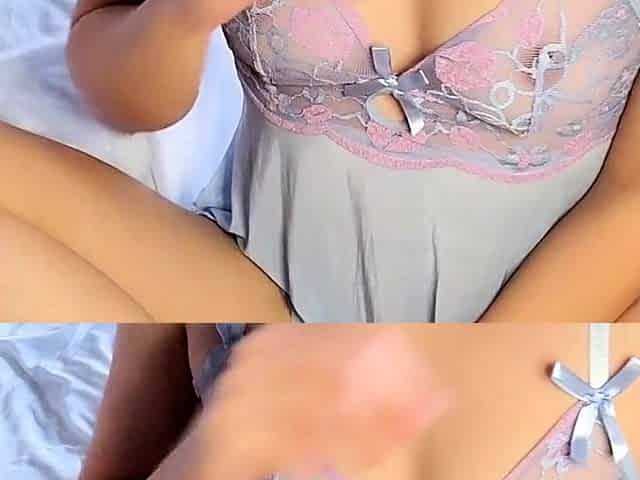 Morning Orgasm in Night Gown - Horny Amateur Teen Babe