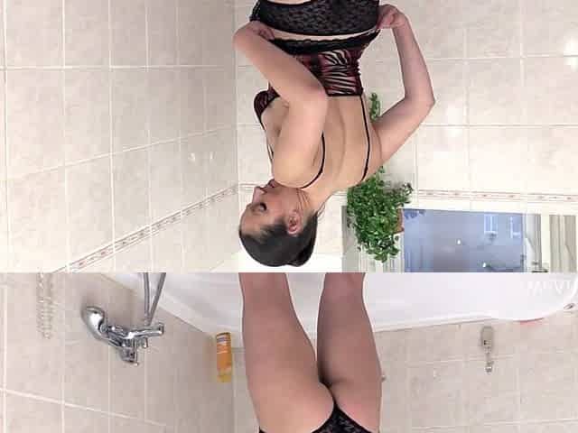 Valentina Ross washes her hairy pussy