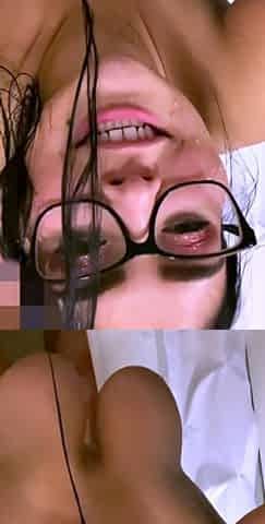 Busty brunette amateur gives sexy blowjob in bedroom