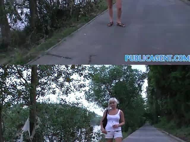 PublicAgent Weenie sucking short cutie with blond hair