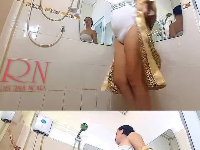 Honey rubs cosmetic massage lotion oil on her glamorous legs Shaving legs washes butt and snatch two full