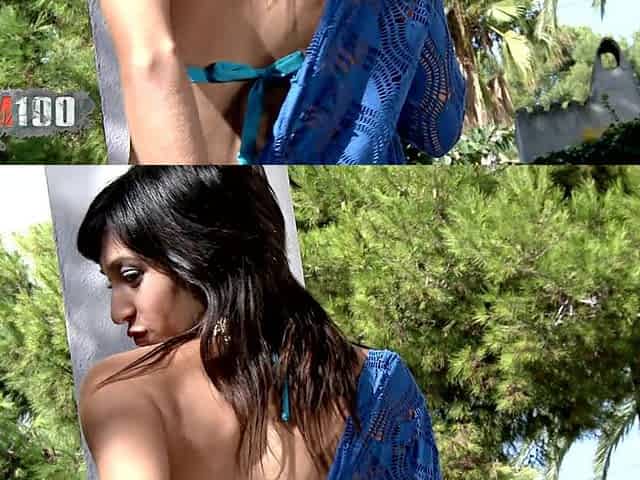 Gabrielle Neva: Pornstar Young Gabrielle Neva Removing Clothes Next to the Pool