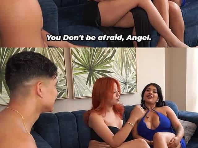 Breasty brunette hair and redhead end up in a 3some with their athletic stepbrother