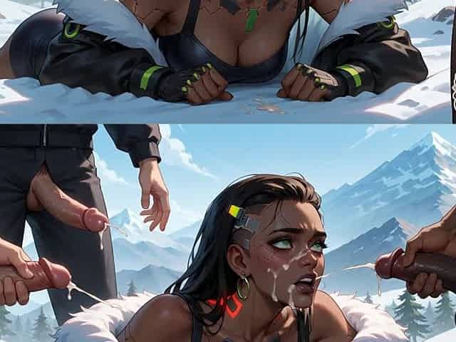 A Black Sweetie Gets on All Fours on a Snowy Mountaintop, Prepared for a Gigantic Chisel and Super-fucking-hot XXX