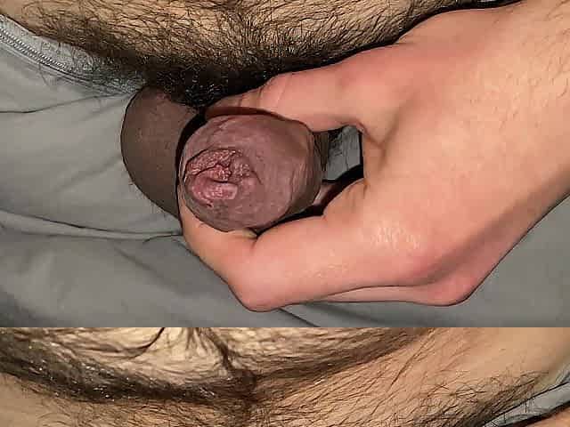 Edging session ends prematurely 'cuz my foreskin was also taut - with slow motion spunk fountain