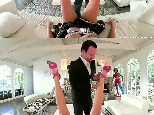 Flirty Maid Enjoys FFM Threesome