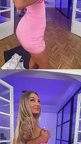 Hot Monika Fox In Pink Costume Posing And Undress