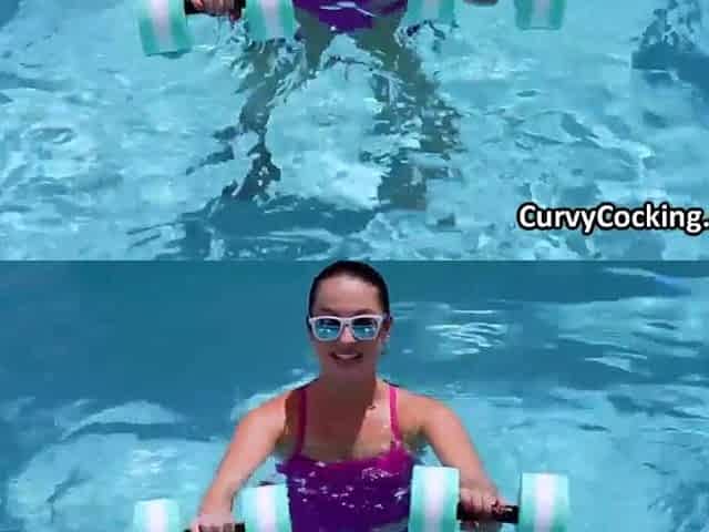 Hot water workout ends on hard penis for Violet
