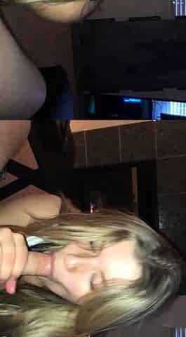 Real blonde amateur giving a POV blowjob