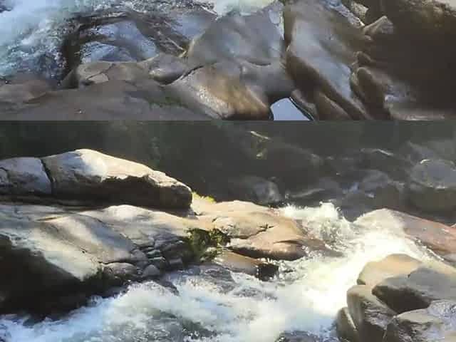 Black girl wanted to try something exotic so she sucked two dicks near waterfall