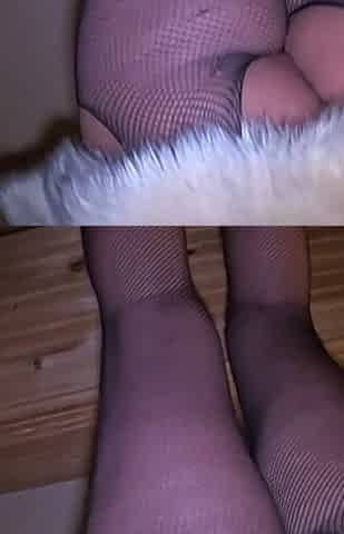 Risky Outdoor & Indoor Blowjob in Stockings & White Fur Coat - Messy Cum Finish 297
