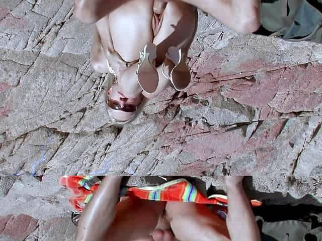 Hot french blonde anal fucking by big cock on public beach - MMM100