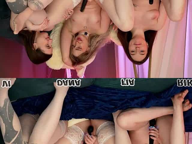 Stunning teen lesbians threesome thrilling adult video