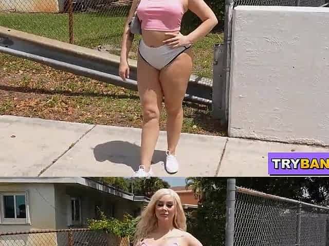 BANGBROS - Golden-haired PAWG Trixi Brooks Taking Large Ebony Knob On The Fuck Bus!
