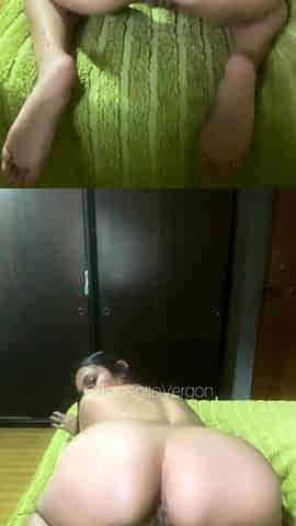 Sexy brunette wiggling her huge ass
