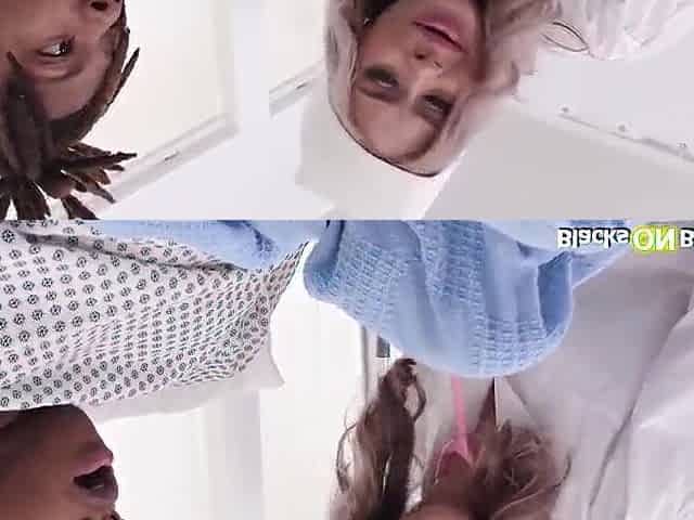 Golden-haired nurse butt screwed by ebony patient