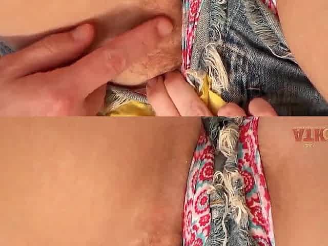 Stepdad is helping stepdaughter to trim her vagina for prom