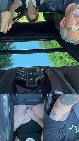 Wife Toys Her Vagina in the Back Seat Whilst Dad Drives, Road Journey