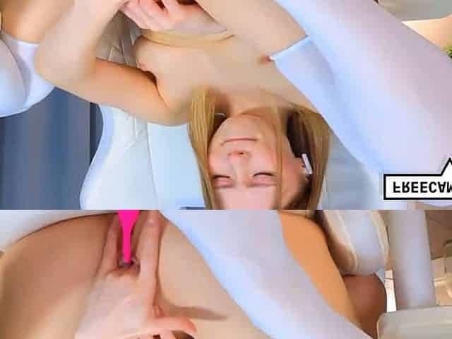 Busty Babe Spreads and Plays with Her Pink Pussy
