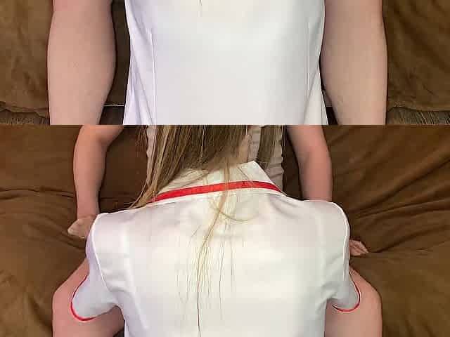 Nurse helps raise pressure with blowjobs and schlong rides / cum on titties