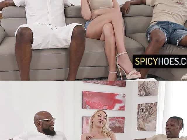 Golden-haired honey double penetration by her ebony neighbors - Cherry Kiss