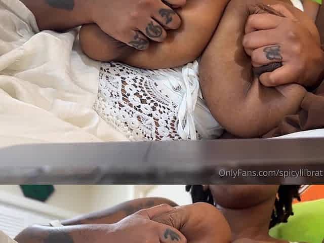 Solo Ebony Busty Babe Sensual Play with Her Big Boobs