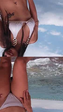 Cute Dance and Chill in White Mini Bikini