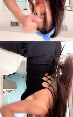 Busty babe playing with her big boobs