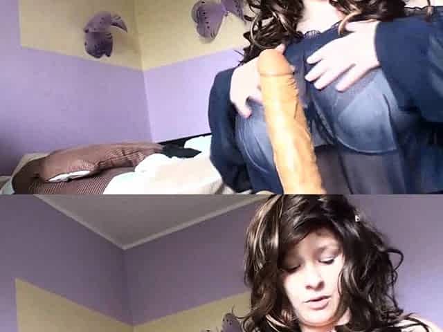 Chubby Brunette Big Boobs Dildo Masturbation