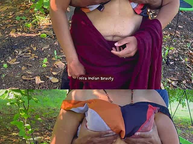 Risky Saree Love in Outdoor - Boobs Press and Blowjob